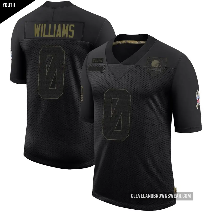 Youth Cleveland Browns ＃0 Bucky Williams Black Limited 2020 Salute To Service Jersey