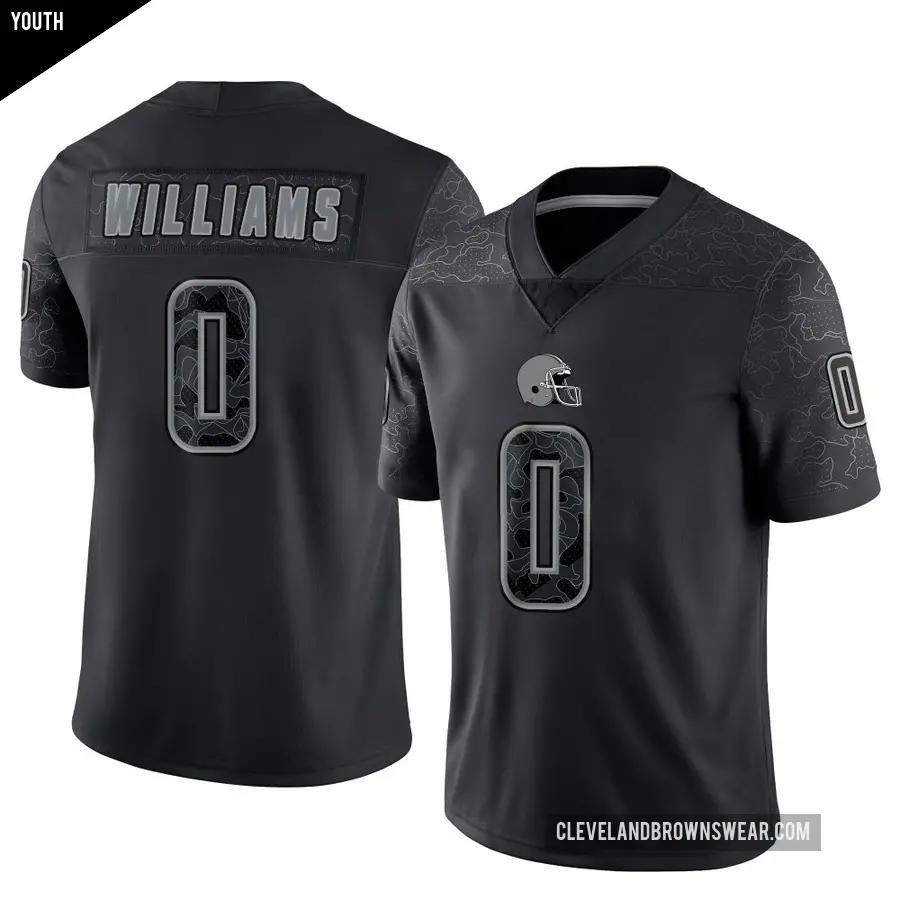 Youth Cleveland Browns ＃0 Bucky Williams Black Limited Reflective Jersey
