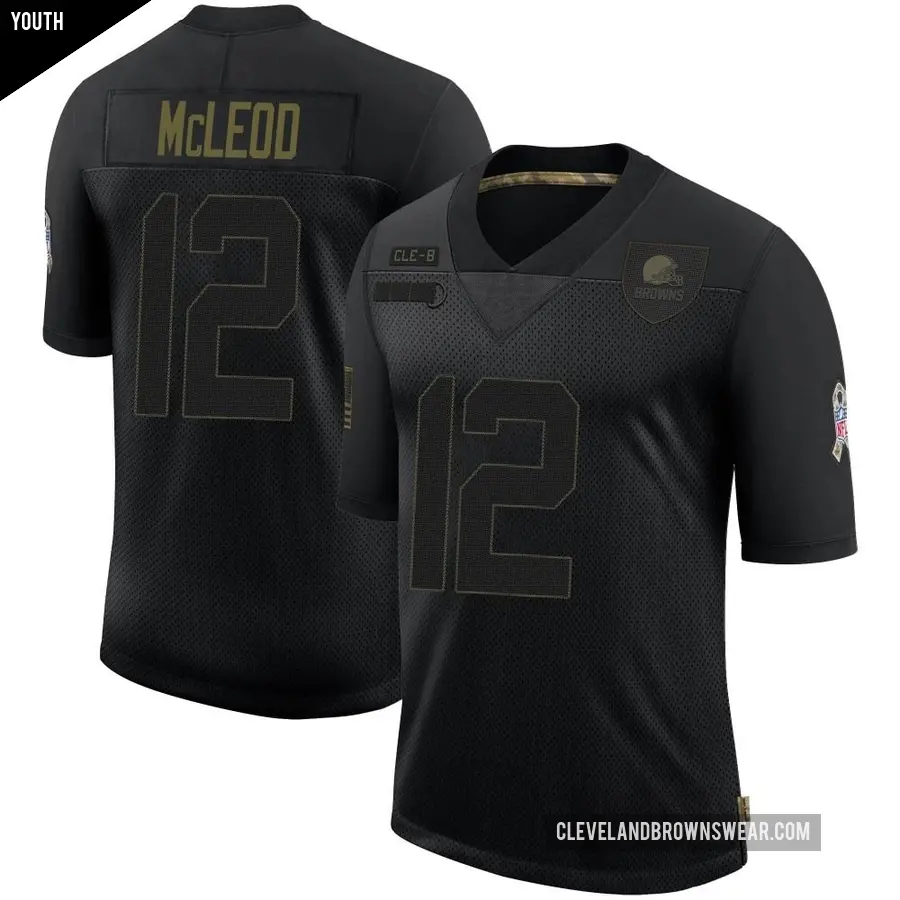 Youth Cleveland Browns ＃12 Rodney McLeod Jr. Black Limited 2020 Salute To Service Jersey
