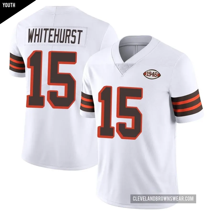 Youth Cleveland Browns ＃15 Charlie Whitehurst White Limited Vapor 1946 Collection Alternate Jersey