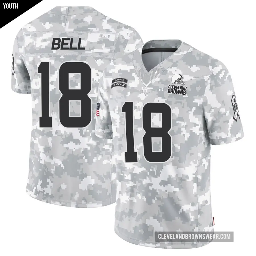 Youth Cleveland Browns ＃18 David Bell Arctic Camo Limited 2024 Salute to Service Jersey
