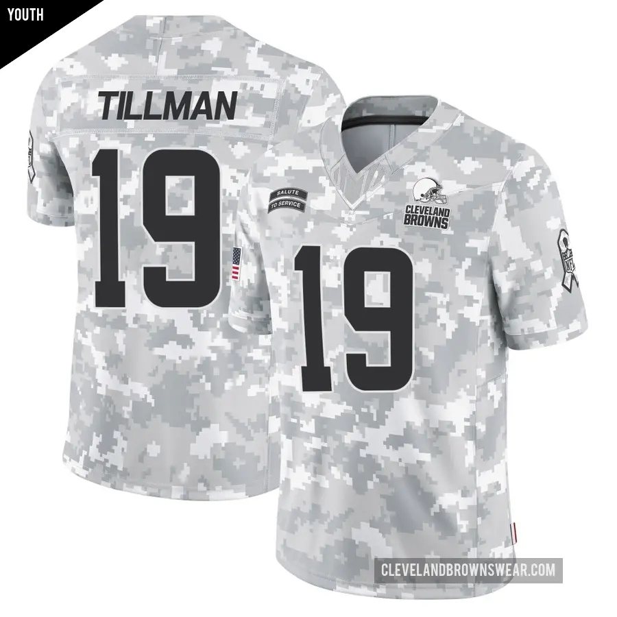 Youth Cleveland Browns ＃19 Cedric Tillman Arctic Camo Limited 2024 Salute to Service Jersey