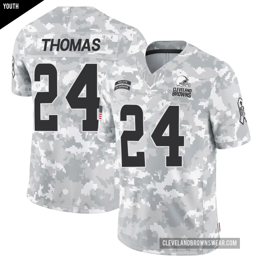 Youth Cleveland Browns ＃24 Daniel Thomas Arctic Camo Limited 2024 Salute to Service Jersey