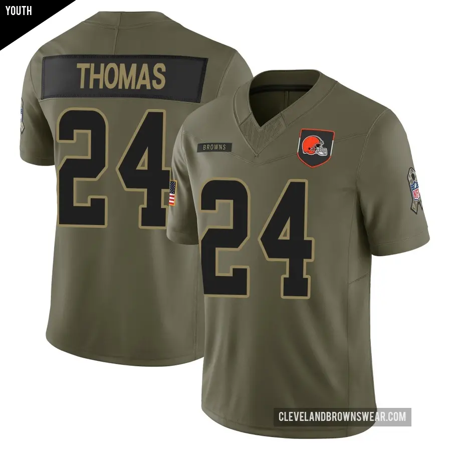 Youth Cleveland Browns ＃24 Daniel Thomas Olive Limited 2025 Salute to Service Jersey