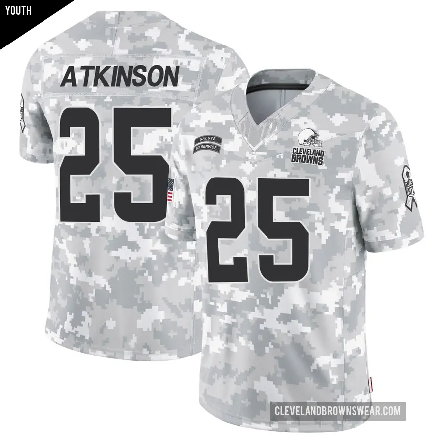 Youth Cleveland Browns ＃25 George Atkinson Arctic Camo Limited 2024 Salute to Service Jersey