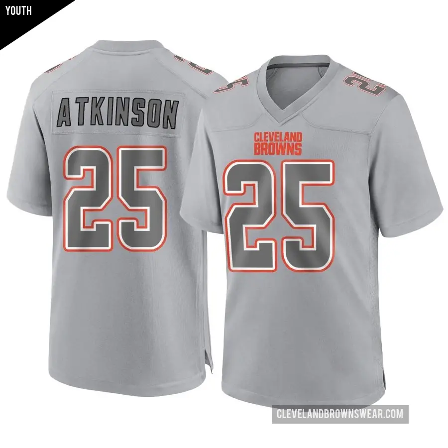 Youth Cleveland Browns ＃25 George Atkinson Gray Game Atmosphere Fashion Jersey