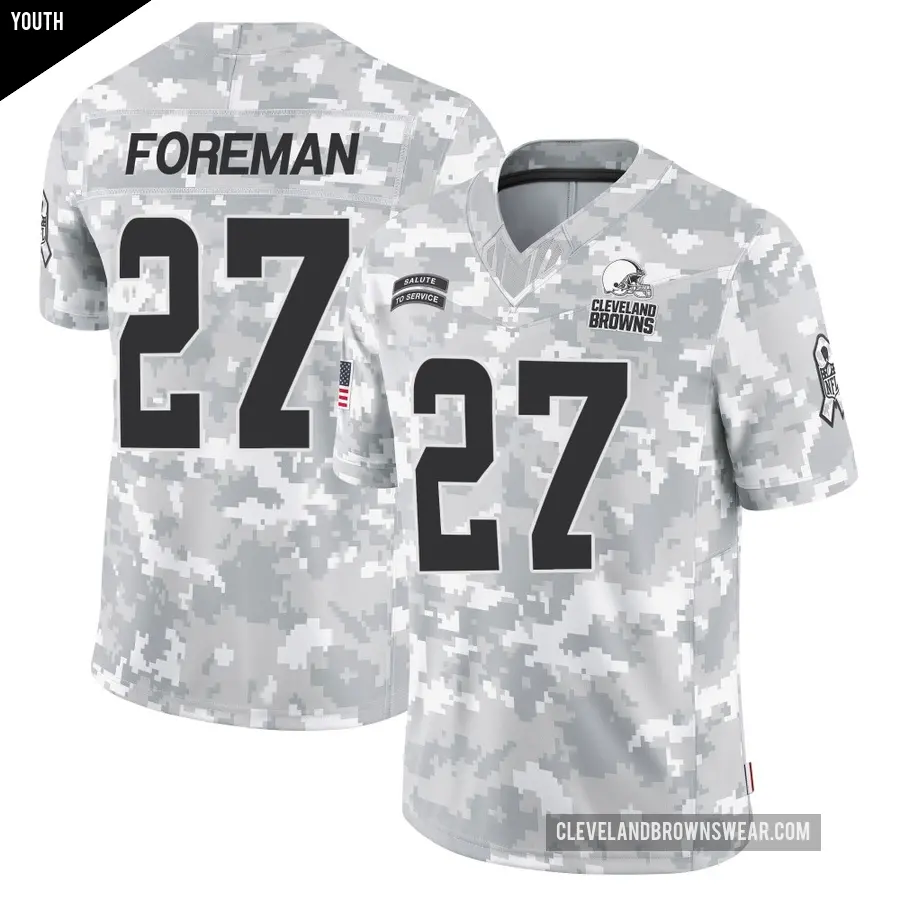 Youth Cleveland Browns ＃27 D'Onta Foreman Arctic Camo Limited 2024 Salute to Service Jersey