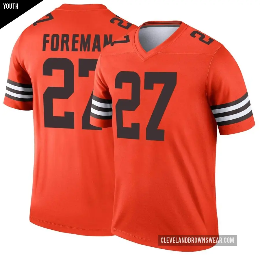 Youth Cleveland Browns ＃27 D'Onta Foreman Orange Legend Inverted Jersey
