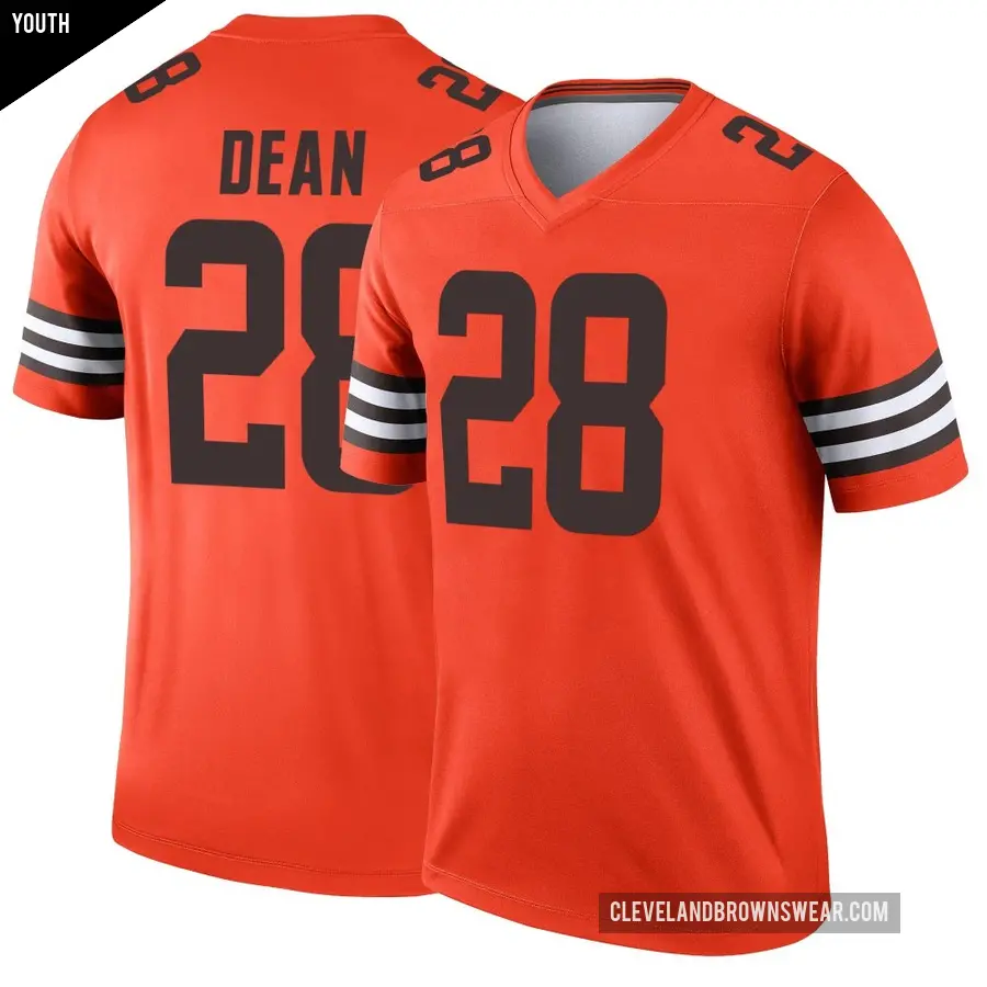 Youth Cleveland Browns ＃28 Trey Dean III Orange Legend Inverted Jersey