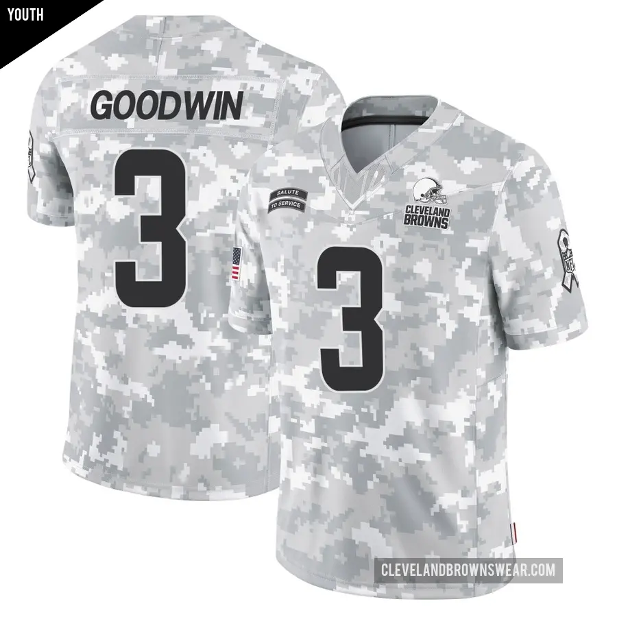 Youth Cleveland Browns ＃3 Marquise Goodwin Arctic Camo Limited 2024 Salute to Service Jersey