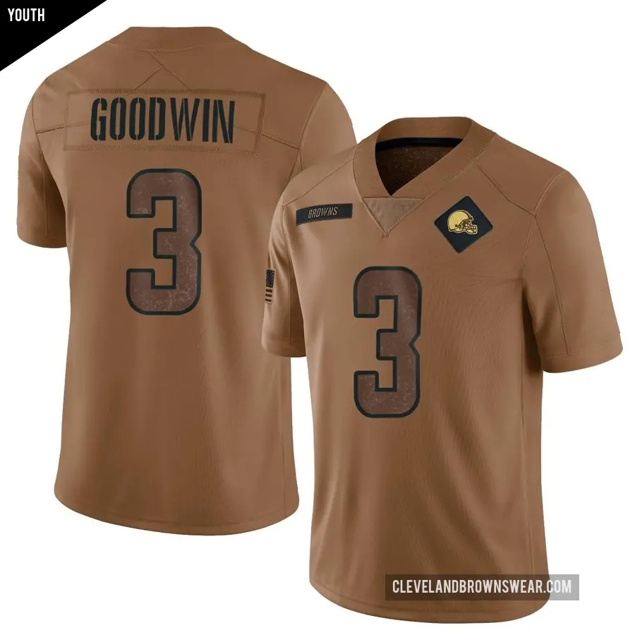 Youth Cleveland Browns ＃3 Marquise Goodwin Brown Limited 2023 Salute To Service Jersey