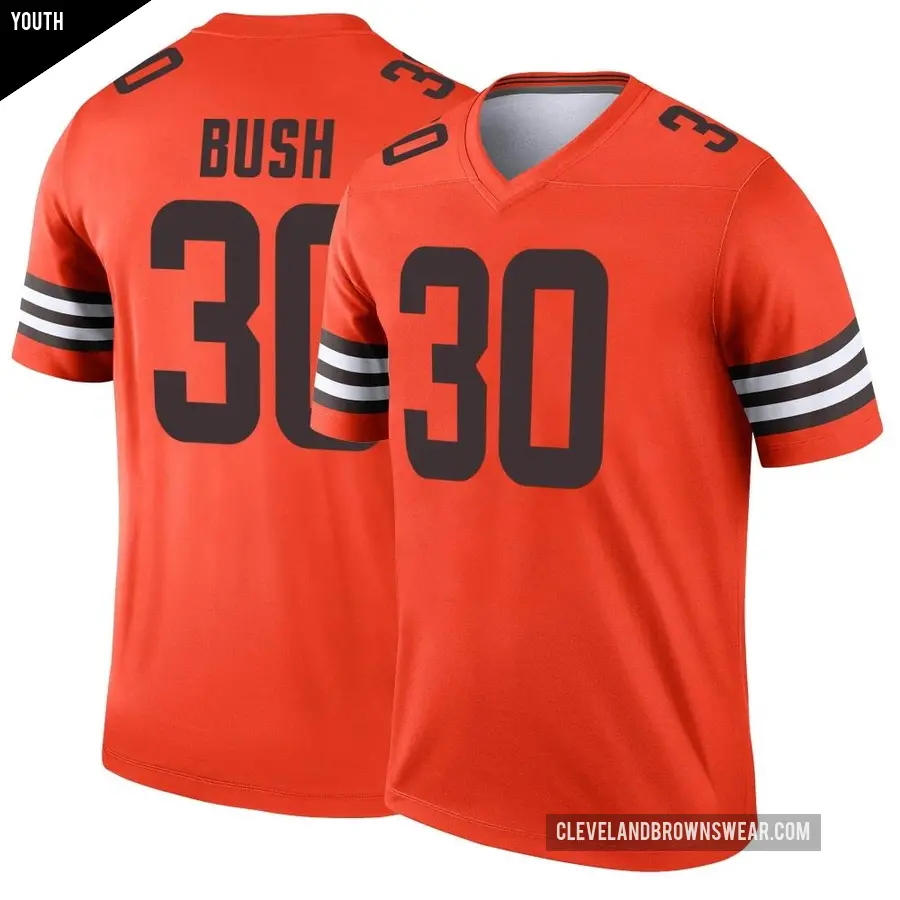 Youth Cleveland Browns ＃30 Devin Bush Orange Legend Inverted Jersey