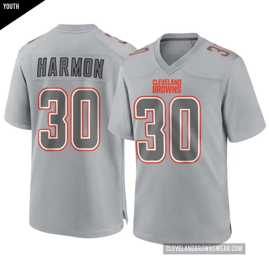 Youth Cleveland Browns ＃30 Duron Harmon Gray Game Atmosphere Fashion Jersey
