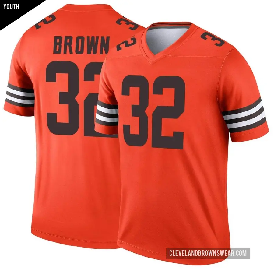 Youth Cleveland Browns ＃32 Jim Brown Orange Legend Inverted Jersey