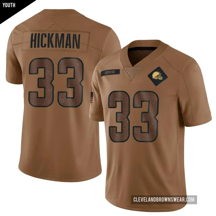 Youth Cleveland Browns ＃33 Ronnie Hickman Brown Limited 2023 Salute To Service Jersey