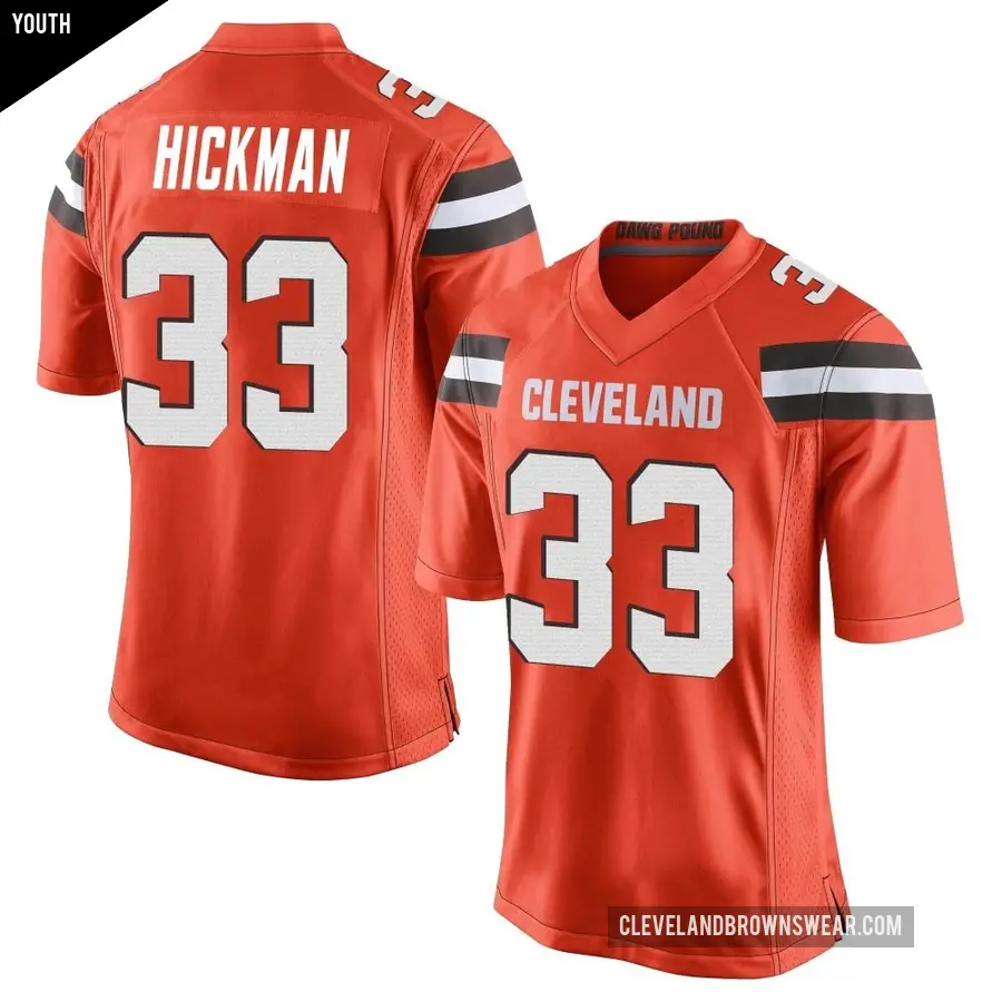 Youth Cleveland Browns ＃33 Ronnie Hickman Orange Game Alternate Jersey