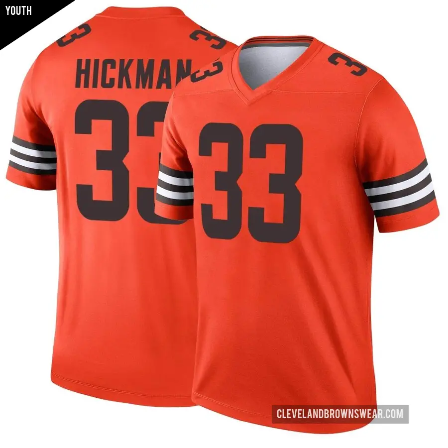 Youth Cleveland Browns ＃33 Ronnie Hickman Orange Legend Inverted Jersey