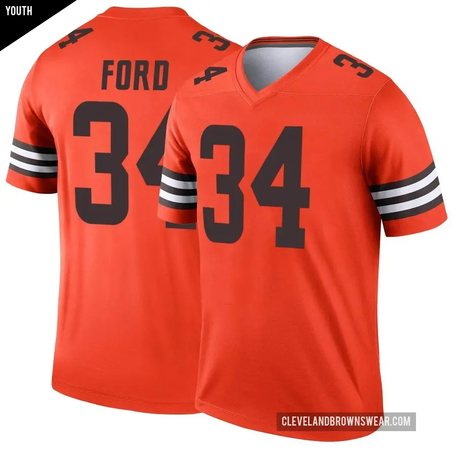 Youth Cleveland Browns ＃34 Jerome Ford Orange Legend Inverted Jersey
