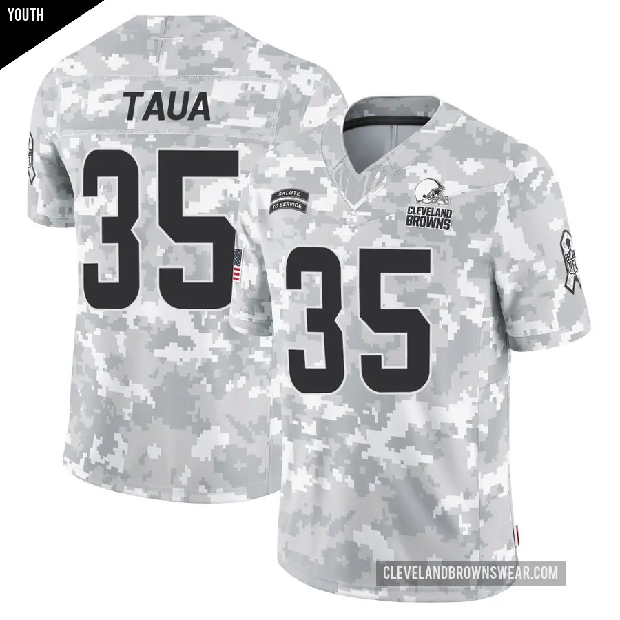 Youth Cleveland Browns ＃35 Toa Taua Arctic Camo Limited 2024 Salute to Service Jersey