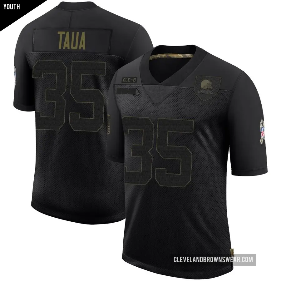 Youth Cleveland Browns ＃35 Toa Taua Black Limited 2020 Salute To Service Jersey