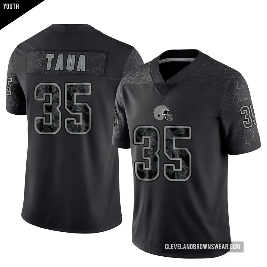 Youth Cleveland Browns ＃35 Toa Taua Black Limited Reflective Jersey