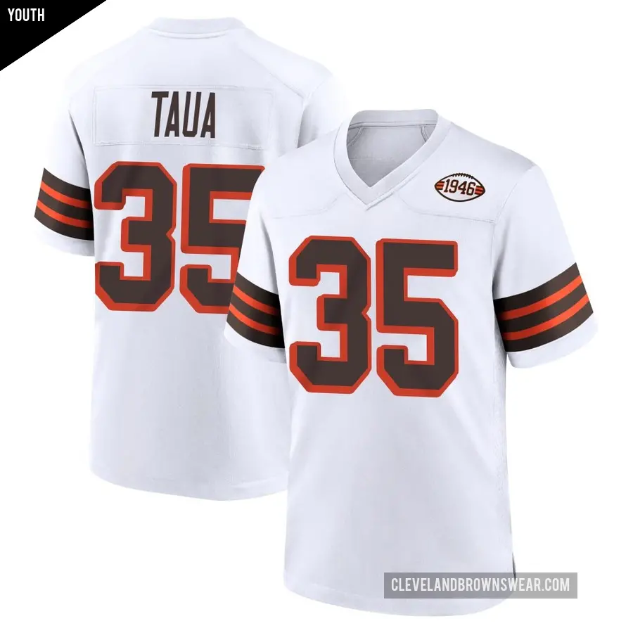 Youth Cleveland Browns ＃35 Toa Taua White Game 1946 Collection Alternate Jersey