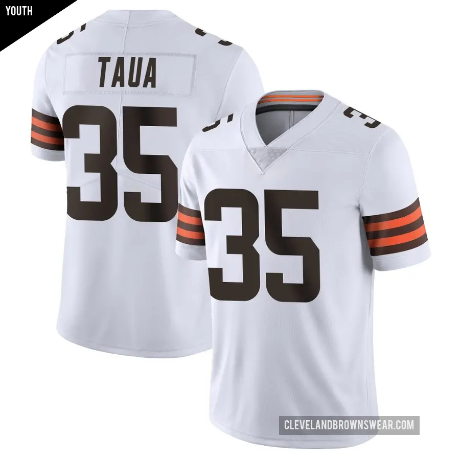 Youth Cleveland Browns ＃35 Toa Taua White Limited Vapor Untouchable Jersey