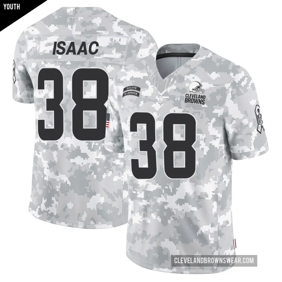 Youth Cleveland Browns ＃38 Keenan Isaac Arctic Camo Limited 2024 Salute to Service Jersey