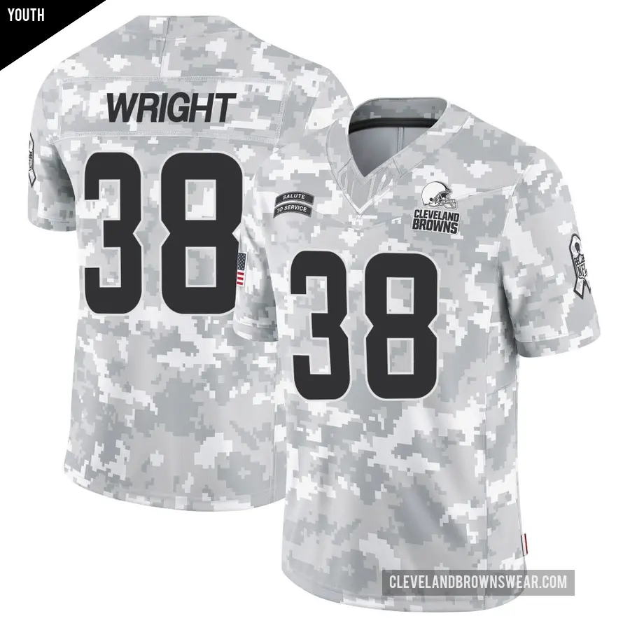 Youth Cleveland Browns ＃38 Winston Wright Arctic Camo Limited 2024 Salute to Service Jersey