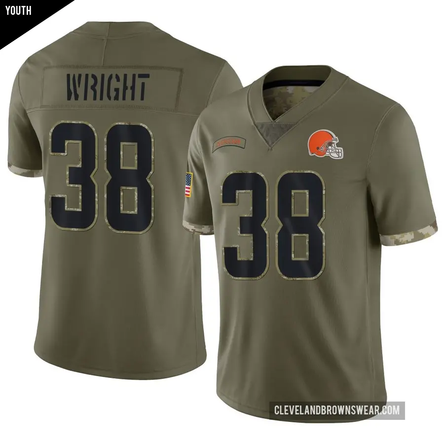 Youth Cleveland Browns ＃38 Winston Wright Olive Limited 2022 Salute To Service Jersey