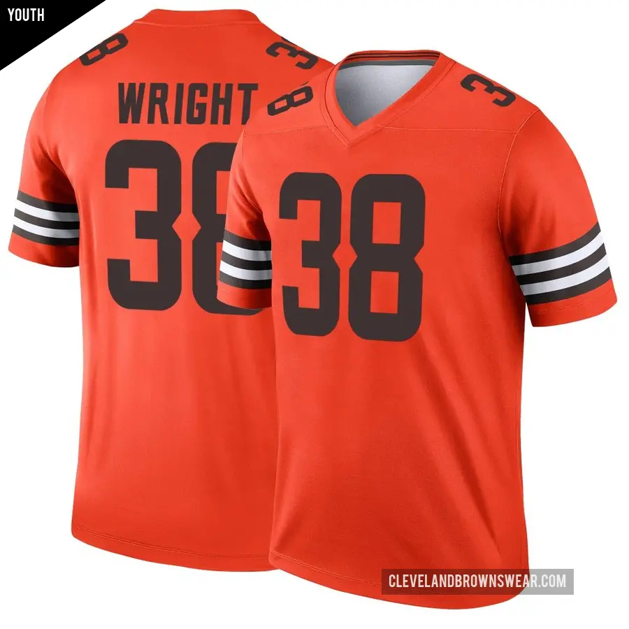 Youth Cleveland Browns ＃38 Winston Wright Orange Legend Inverted Jersey