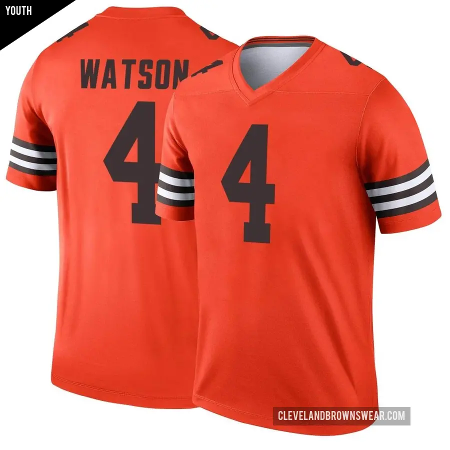 Youth Cleveland Browns ＃4 Deshaun Watson Orange Legend Inverted Jersey