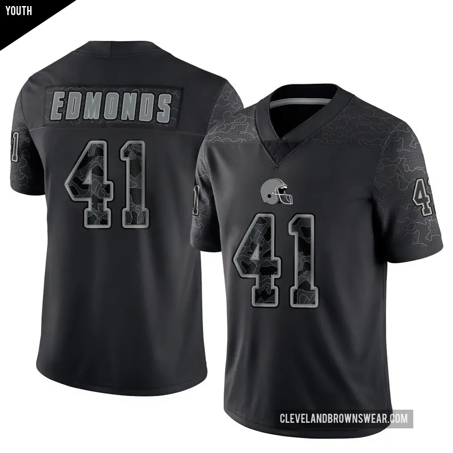 Youth Cleveland Browns ＃41 Christopher Edmonds Black Limited Reflective Jersey