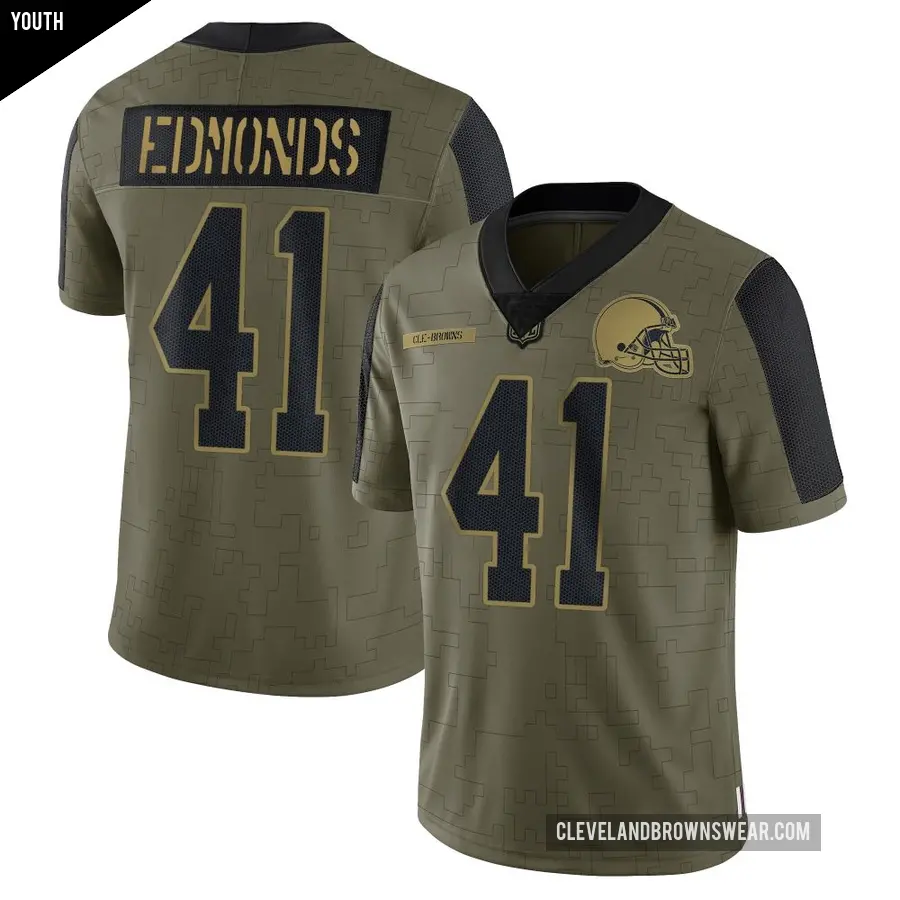Youth Cleveland Browns ＃41 Christopher Edmonds Olive Limited 2021 Salute To Service Jersey