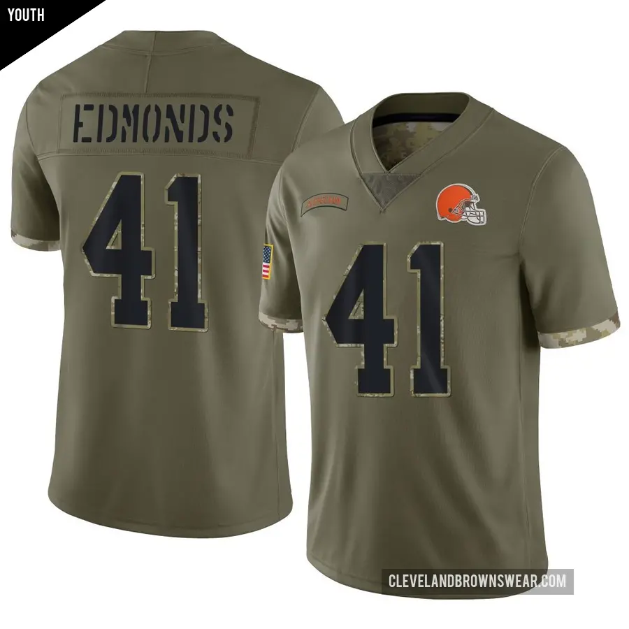 Youth Cleveland Browns ＃41 Christopher Edmonds Olive Limited 2022 Salute To Service Jersey