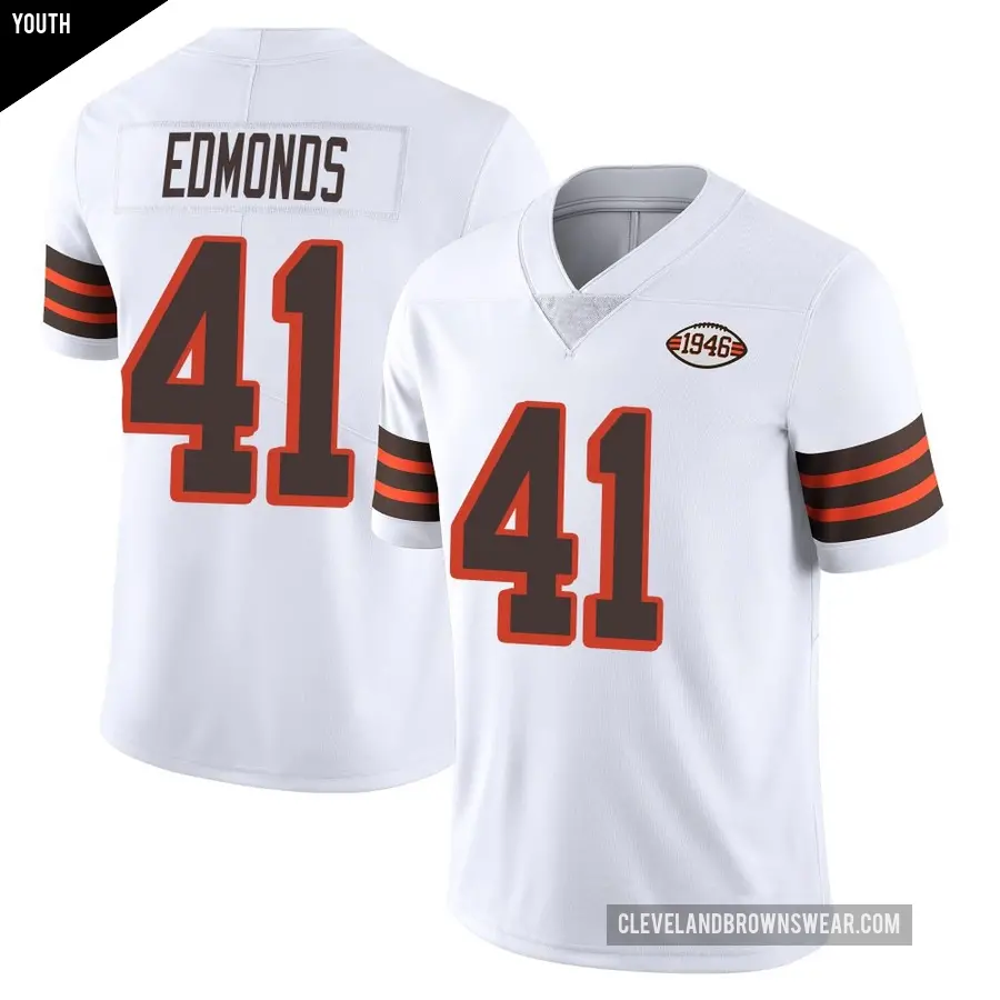 Youth Cleveland Browns ＃41 Christopher Edmonds White Limited Vapor 1946 Collection Alternate Jersey