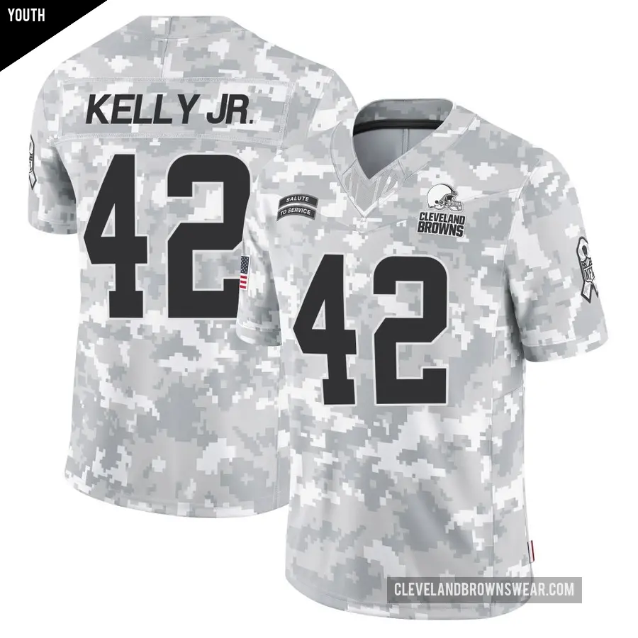 Youth Cleveland Browns ＃42 John Kelly Jr. Arctic Camo Limited 2024 Salute to Service Jersey