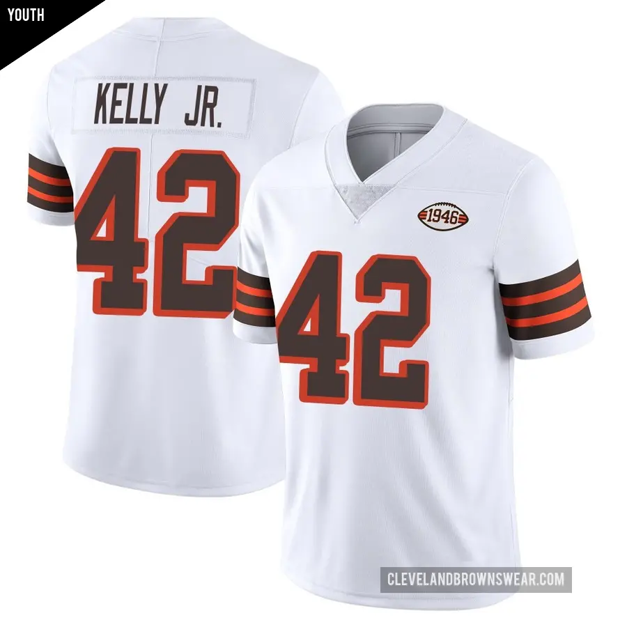 Youth Cleveland Browns ＃42 John Kelly Jr. White Limited Vapor 1946 Collection Alternate Jersey