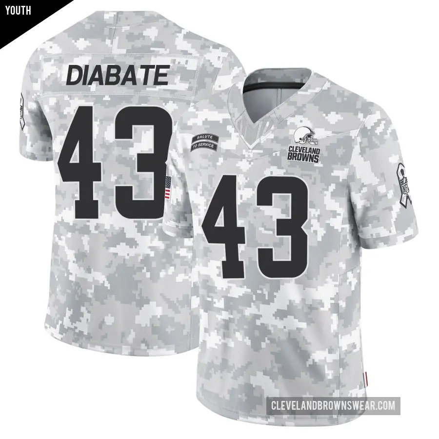 Youth Cleveland Browns ＃43 Mohamoud Diabate Arctic Camo Limited 2024 Salute to Service Jersey