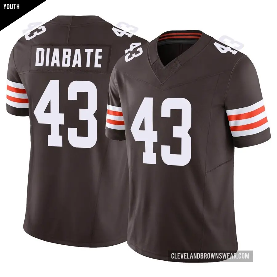 Youth Cleveland Browns ＃43 Mohamoud Diabate Brown Limited Vapor F.U.S.E. Jersey