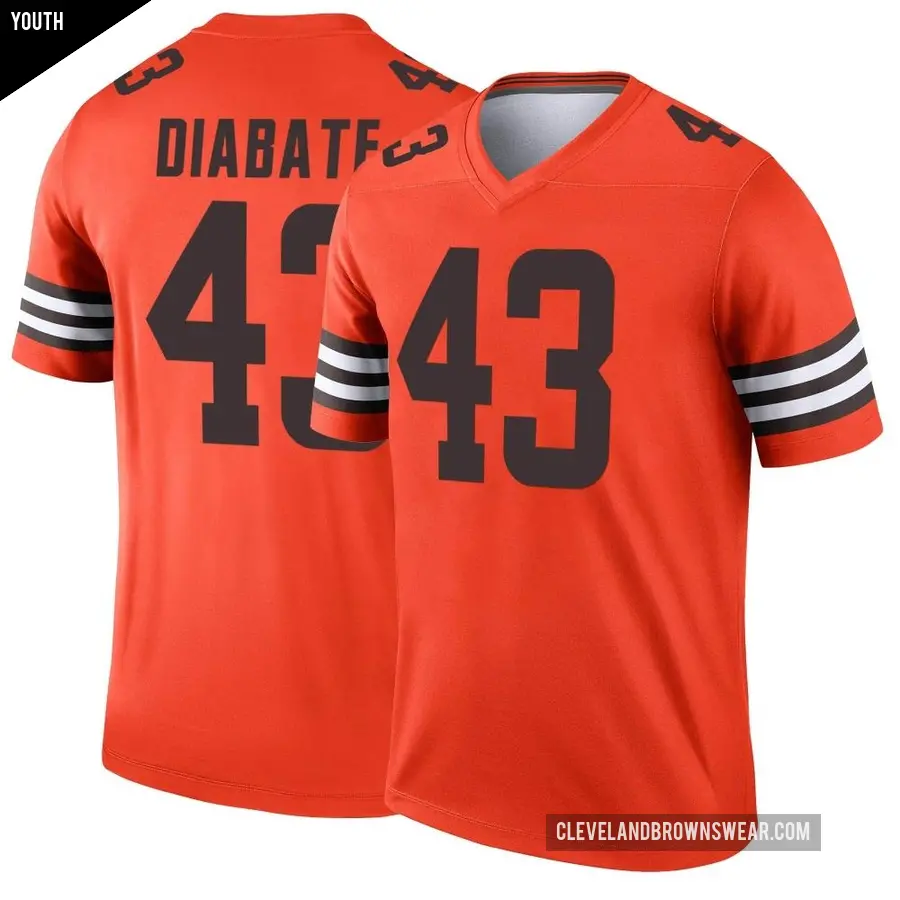 Youth Cleveland Browns ＃43 Mohamoud Diabate Orange Legend Inverted Jersey
