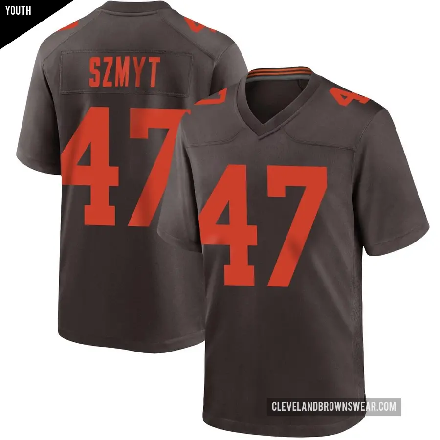 Youth Cleveland Browns ＃47 Andre Szmyt Brown Game Alternate Jersey