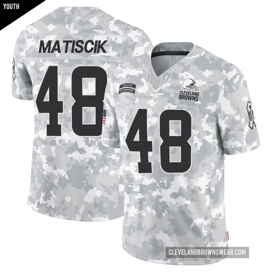 Youth Cleveland Browns ＃48 Brent Matiscik Arctic Camo Limited 2024 Salute to Service Jersey