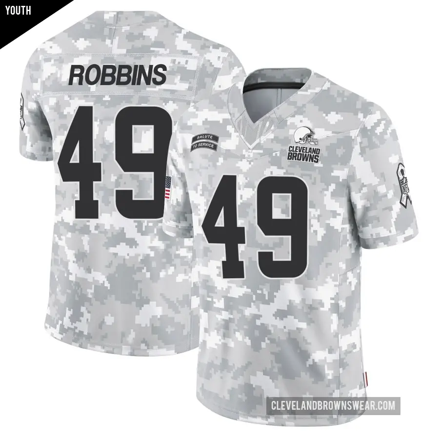 Youth Cleveland Browns ＃49 Aidan Robbins Arctic Camo Limited 2024 Salute to Service Jersey