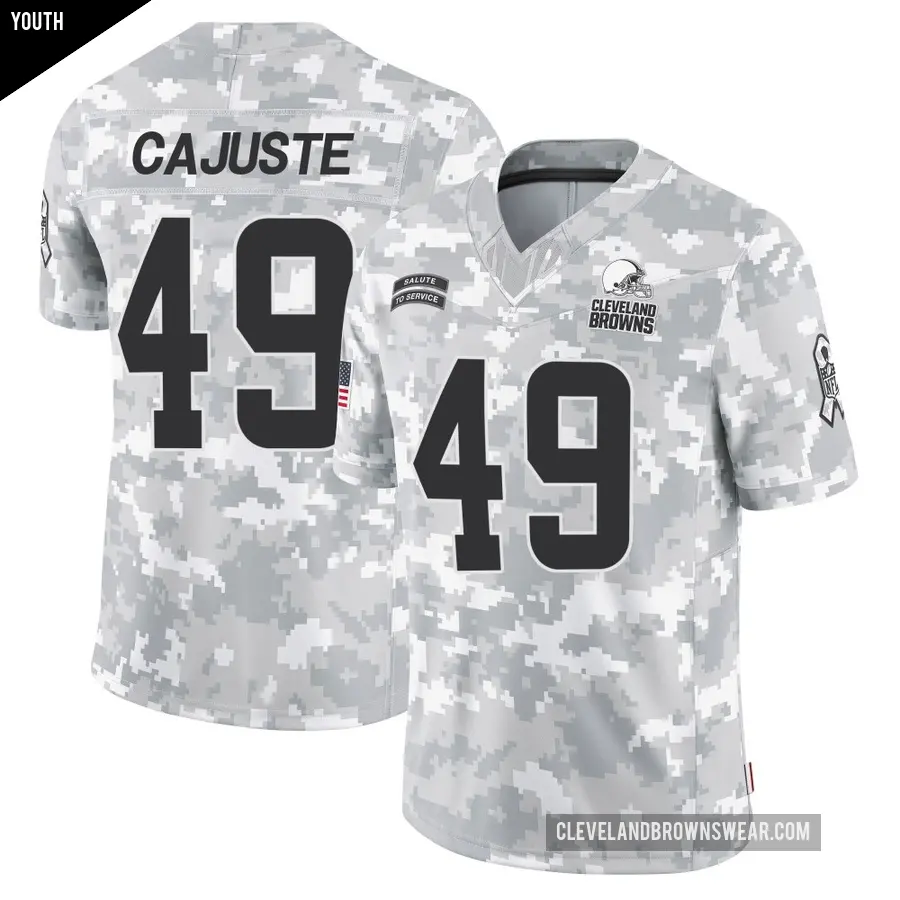 Youth Cleveland Browns ＃49 Devon Cajuste Arctic Camo Limited 2024 Salute to Service Jersey