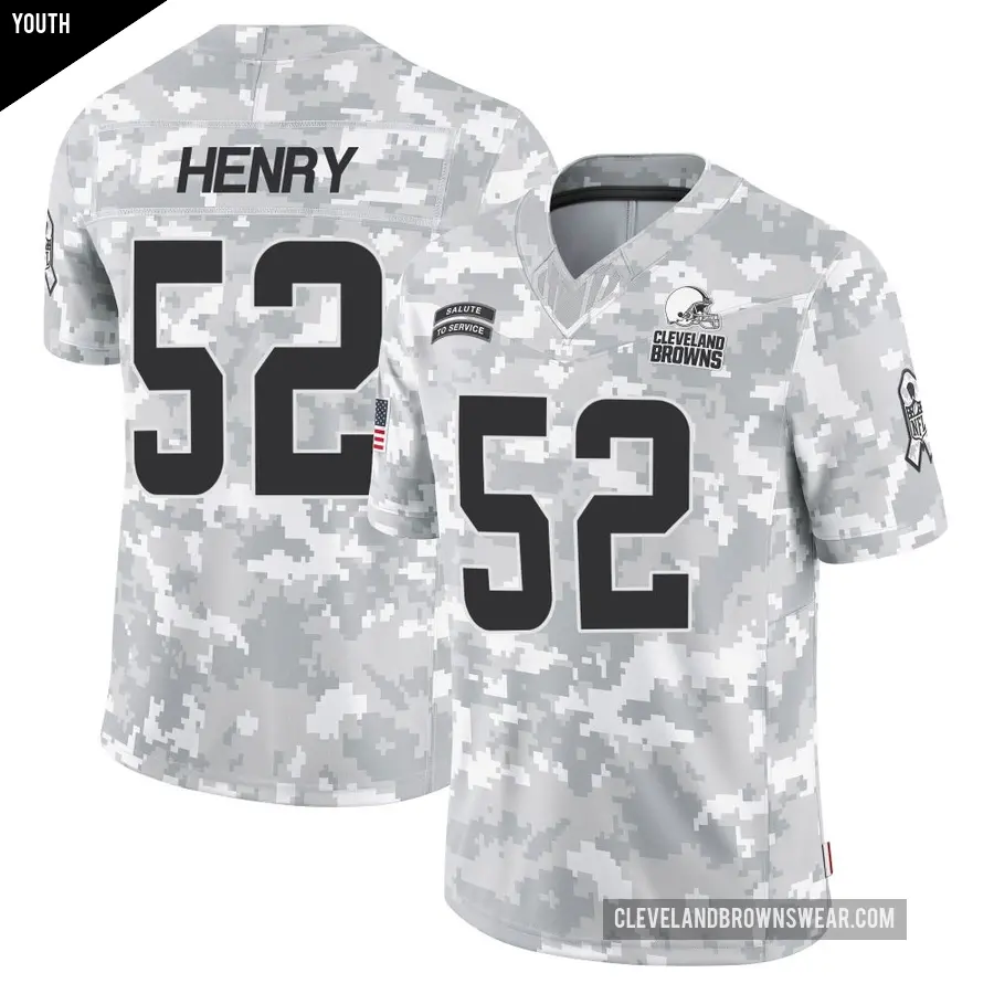 Youth Cleveland Browns ＃52 KJ Henry Arctic Camo Limited 2024 Salute to Service Jersey