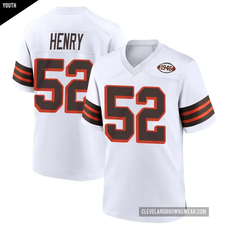 Youth Cleveland Browns ＃52 KJ Henry White Game 1946 Collection Alternate Jersey