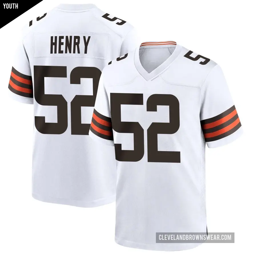Youth Cleveland Browns ＃52 KJ Henry White Game Jersey