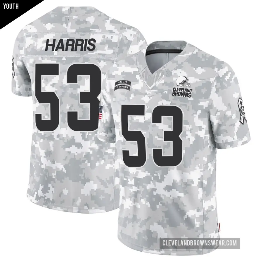 Youth Cleveland Browns ＃53 Nick Harris Arctic Camo Limited 2024 Salute to Service Jersey
