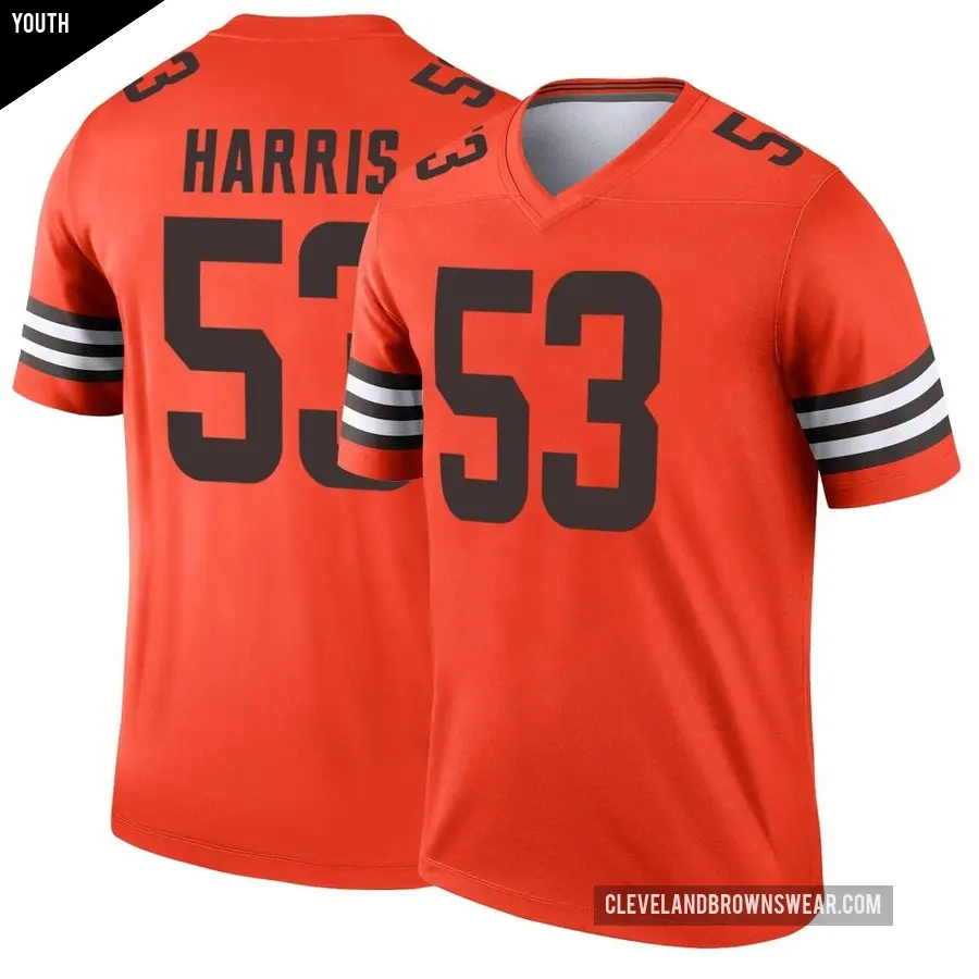 Youth Cleveland Browns ＃53 Nick Harris Orange Legend Inverted Jersey